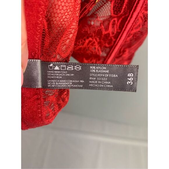 DAISY FUENTES BRA PUSH UP UNDERWIRE SEXY RED LACE CORSET ADJ STRAPS SZ 36B - Picture 12 of 13
